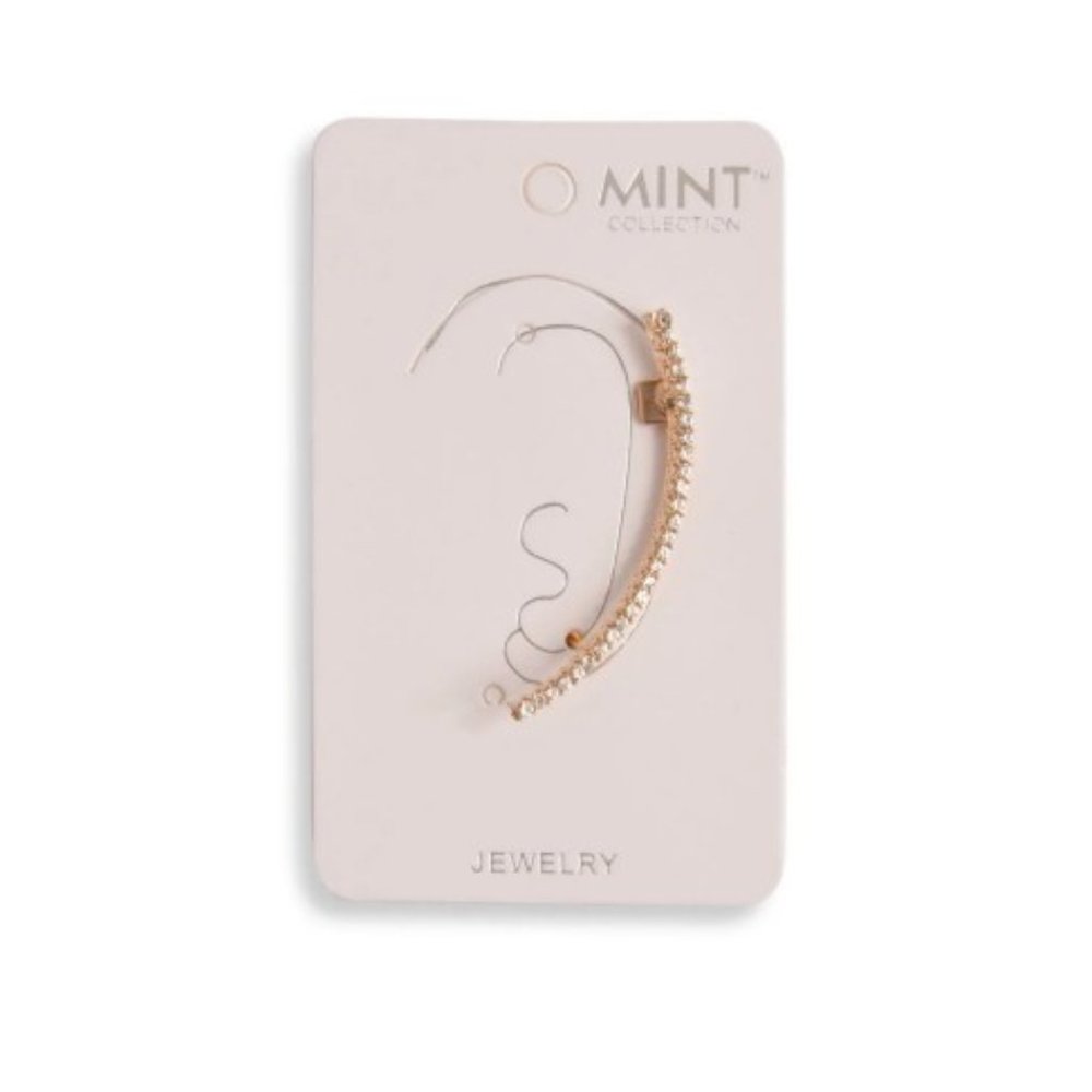 🥳3/20🥳  Gold Tone Left Ear 28 Rhinestone Cuff - New in Package